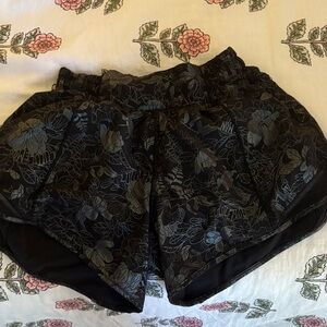 Black Floral Athletic Shorts